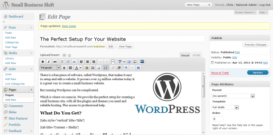 Wordpress Edit Screen
